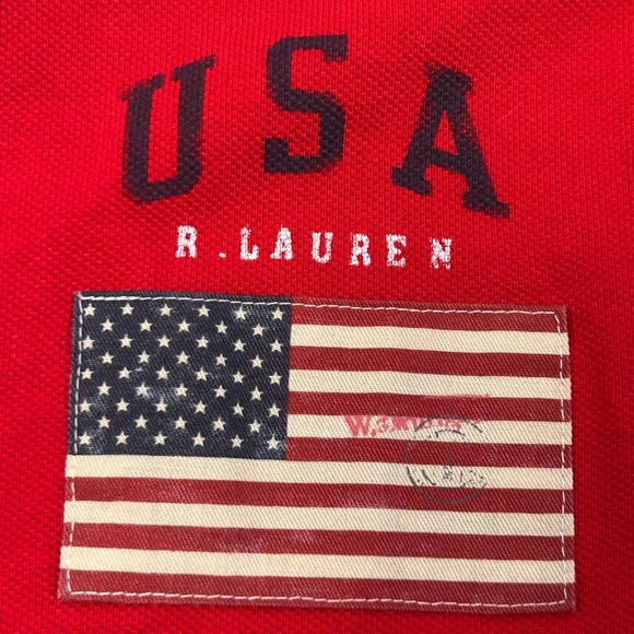 Polo Ralph Lauren Y2k Big Pony American Flag Red Men’s Polo Shirt M Custom Fit - Picture 7 of 9